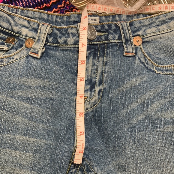 🌹Y2K VINTAGE TRUE RELIGION • Low Rise Stretch Cut Blue Denim Shorts - Picture 14 of 14